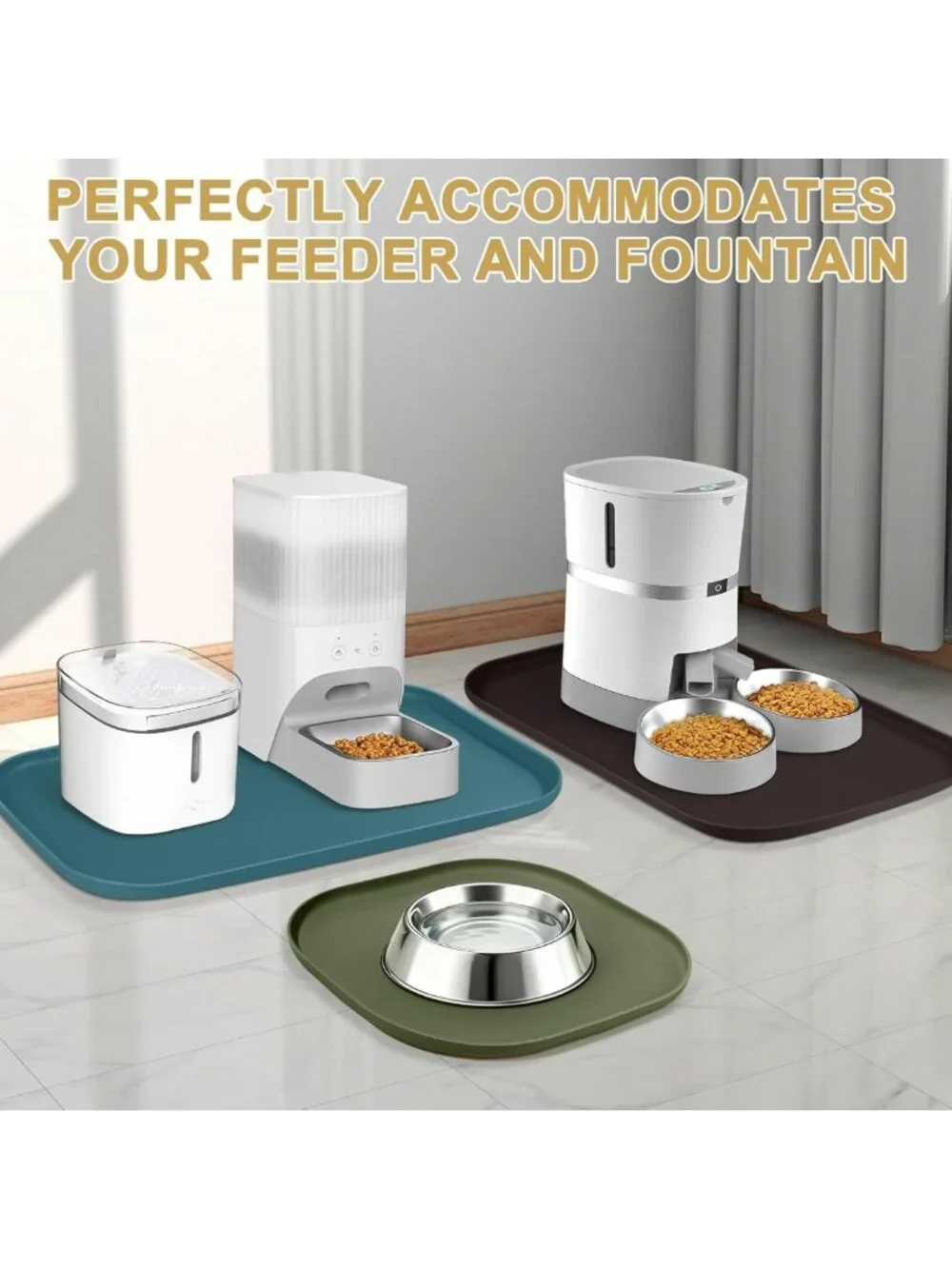Waterproof Silicone Pet Food Mat with Raised Edge for Dogs & Cats - Easy Clean